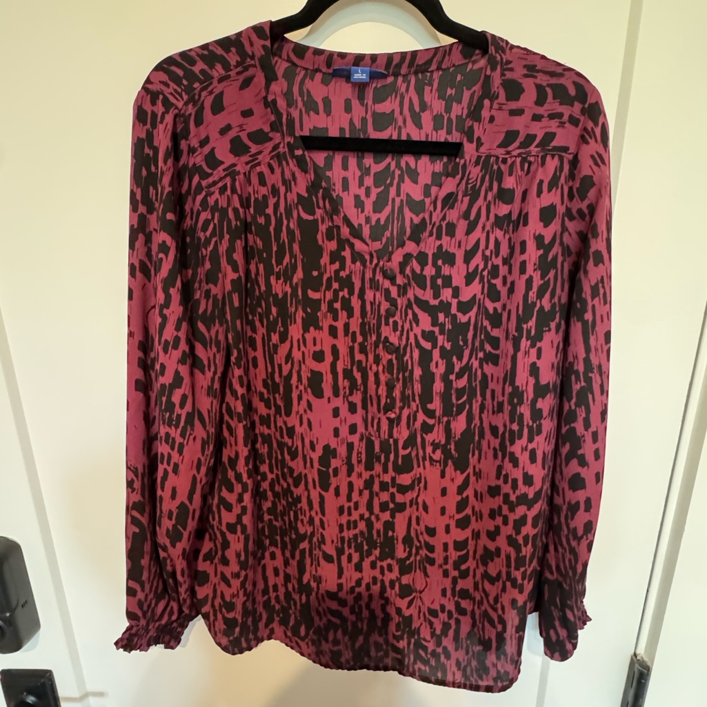 Apt. 9 Raspberry And Black Patterned Blouse